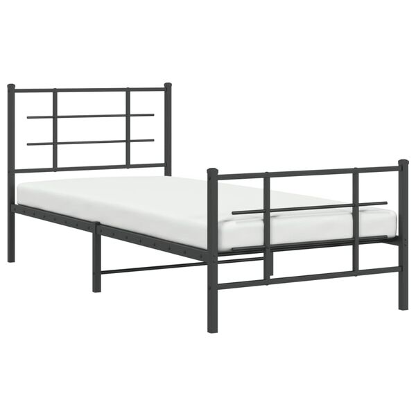 vidaXL Cadre de lit m&eacute;tal sans matelas avec pied de lit noir 90x200 cm