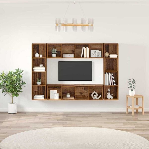 vidaXL Ensemble meuble TV 4 pcs Marron 37 x 37 x 142,5 cm