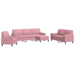 vidaXL Ensemble de canap&eacute;s 4pcs et coussins et traversins rose velours
