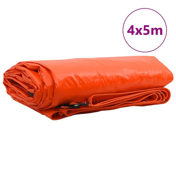 vidaXL B&acirc;che 650g / m&sup2; Orange 4 x 5 m Toile avec rev&ecirc;tement en PVC