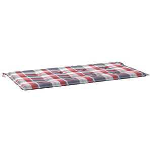 vidaXL Coussin de banc de jardin motif &agrave; carreaux rouges 120x50x3 cm
