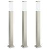 vidaXL Bornes lumineuses lot de 3 80 cm acier inoxydable IP44