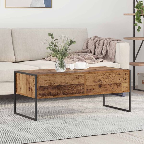 vidaXL Table basse Bois Ancien 100 x 46 x 40 cm Bois d'ing&eacute;nierie