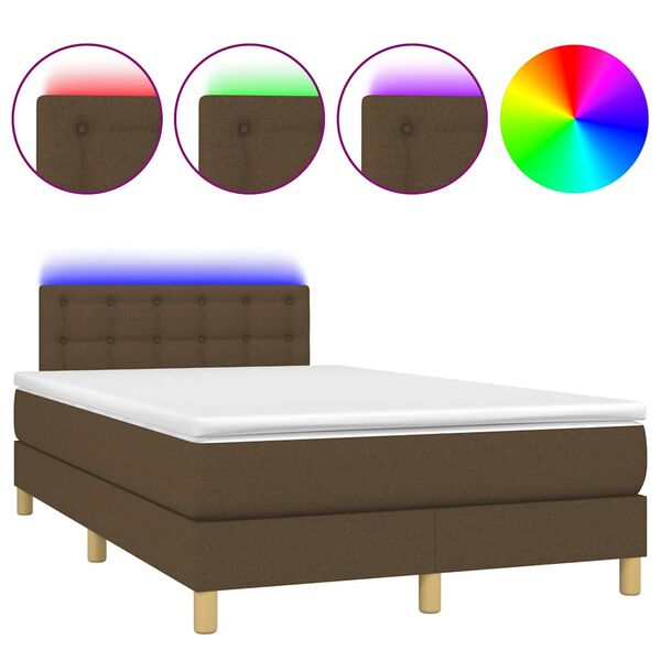 vidaXL Sommier &agrave; lattes de lit matelas et LED marron fonc&eacute; 120x190 cm