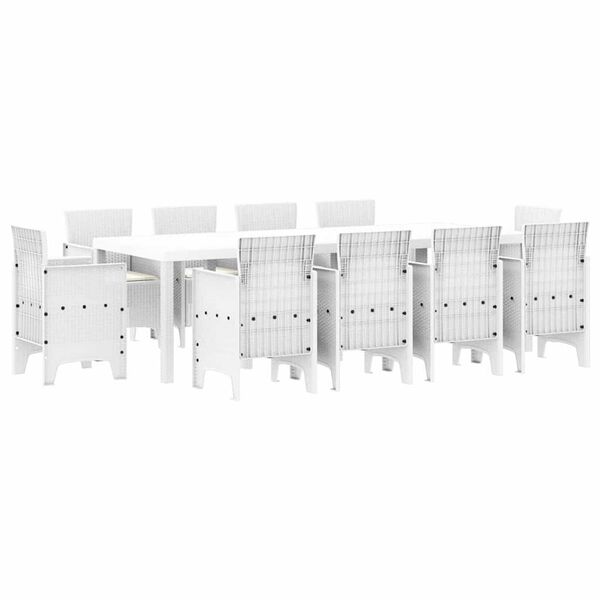 vidaXL Ensemble de salle à manger pour jardin 11 pcs Blanc Rattan Polt
