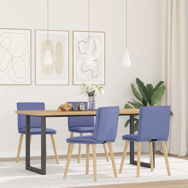 vidaXL Chaises &agrave; manger lot de 4 bleu jean tissu