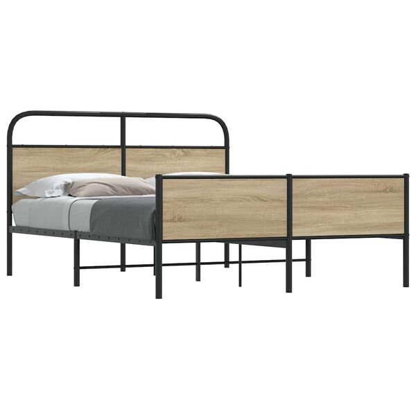 vidaXL Cadre de lit en m&eacute;tal sans matelas ch&ecirc;ne fum&eacute; 160x200 cm