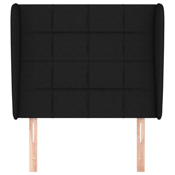 vidaXL T&ecirc;te de lit avec oreilles Noir 93x23x118/128 cm Tissu