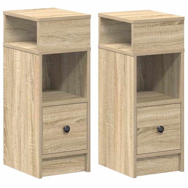 vidaXL Tables de chevet 2 pcs avec tiroir ch&ecirc;ne sonoma 25x31x66 cm