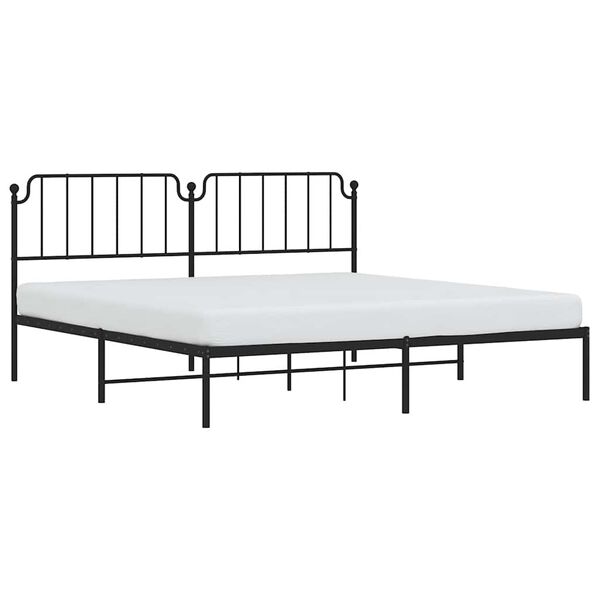 vidaXL Cadre de lit m&eacute;tal sans matelas avec t&ecirc;te de lit noir 193x203cm