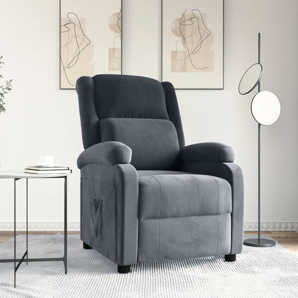 vidaXL Fauteuil inclinable Gris fonc&eacute; Velours