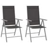 vidaXL Chaises pliantes 2 pi&egrave;ces Textil&egrave;ne Noir