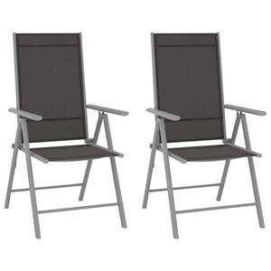vidaXL Chaises pliantes 2 pi&egrave;ces Textil&egrave;ne Noir