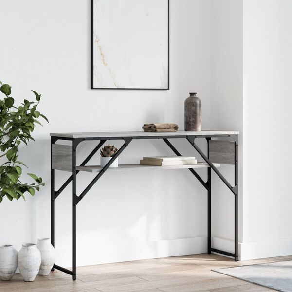 vidaXL Table console avec &eacute;tag&egrave;re sonoma gris 105x30x75 cm