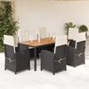 vidaXL Ensemble &agrave; manger de jardin coussins 7pcs Noir R&eacute;sine tress&eacute;e