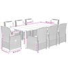 vidaXL Ensemble à manger de jardin et coussins 9 pcs gris clair rotin