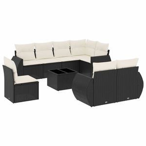 vidaXL Salon de jardin 9 pcs avec coussins noir r&eacute;sine tress&eacute;e