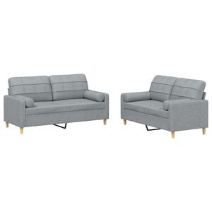 vidaXL Ensemble de canap&eacute;s 2 pcs coussins gris clair tissu