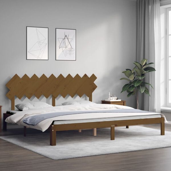 vidaXL Cadre de lit sans matelas marron miel 200x200cm bois pin massif