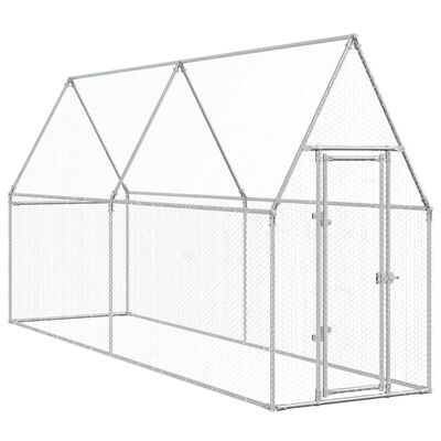 vidaXL Cage pour poules argenté 400x100x190 cm acier galvanisé