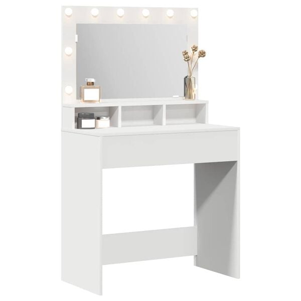 vidaXL Table de Toilette Blanc 75,5 x 41 x 135 cm Bois d'ing&eacute;nierie