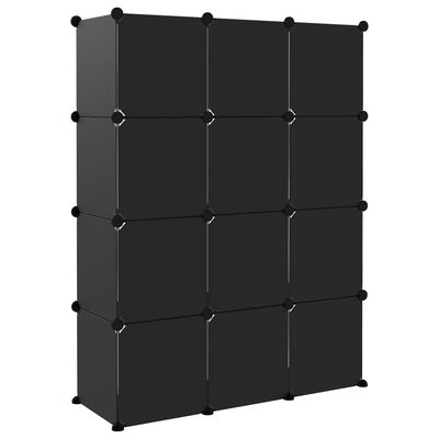 vidaXL Cubes de rangement 12 pcs Noir PP