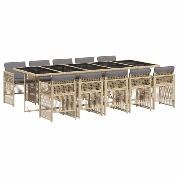 vidaXL Ensemble &agrave; manger de jardin et coussins 11 pcs m&eacute;lange beige