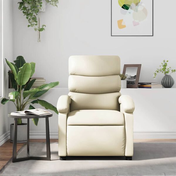 vidaXL Fauteuil inclinable de massage Cr&egrave;me Similicuir