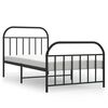vidaXL Cadre de lit m&eacute;tal sans matelas et pied de lit noir 100x200 cm