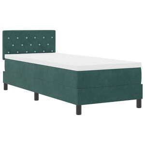 vidaXL Lit &agrave; ressort LED avec matelas Vert fonc&eacute; 80 x 200 cm Velours