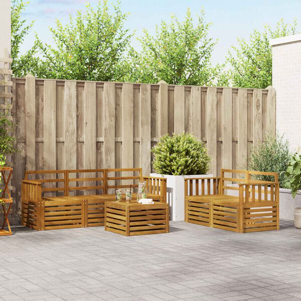 vidaXL Ensembles de canap&eacute;s 6 pcs Naturel Bois d'Acacia Massif