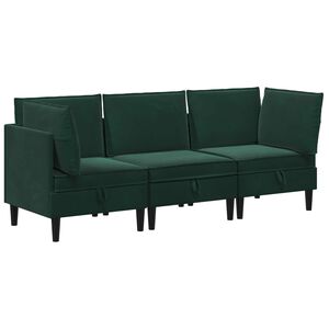 vidaXL Ensemble de meubles pour le salon 3 pc Vert fonc&eacute; Velours