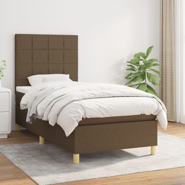 vidaXL Sommier &agrave; lattes de lit avec matelas Marron fonc&eacute; 80x200 cm