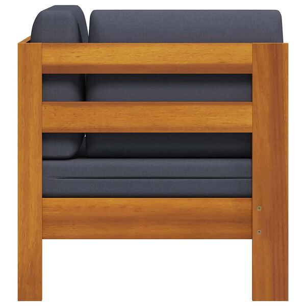 vidaXL Canapé d'angle avec coussins gris foncé Bois d'acacia solide