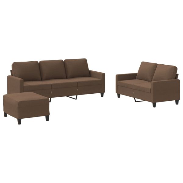 vidaXL Ensemble de canapés 3 pcs avec coussins Marron Tissu