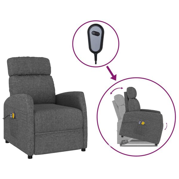 vidaXL Fauteuil de massage inclinable Gris fonc&eacute; Tissu
