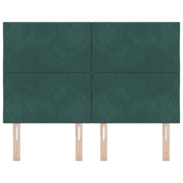 vidaXL T&ecirc;te de lit avec t&ecirc;te de lit Vert fonc&eacute; 144 cm Velours