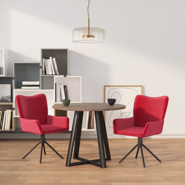 vidaXL Chaises pivotantes à manger lot de 2 Rouge bordeaux Velours
