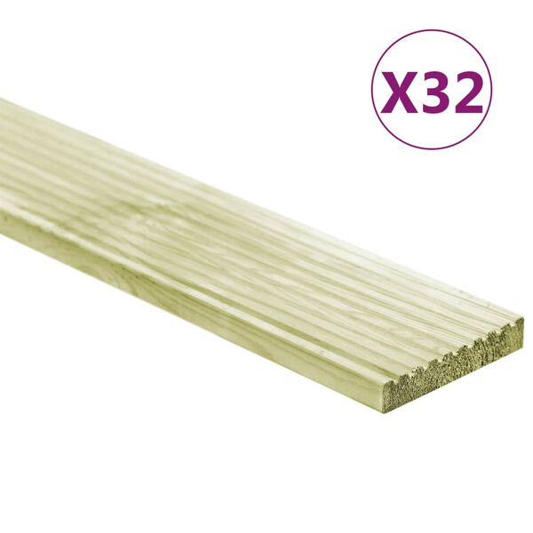 vidaXL Panneaux de terrasse 32 pcs 4,64 m² 1 m Pin massif imprégné