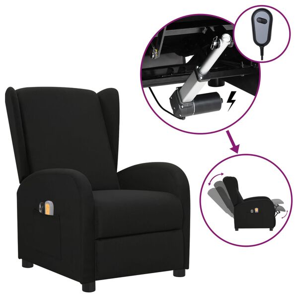 vidaXL Fauteuil électrique de massage Noir Tissu