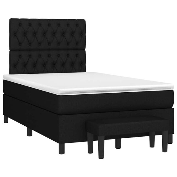 vidaXL Sommier &agrave; lattes de lit avec matelas noir 120x190 cm tissu