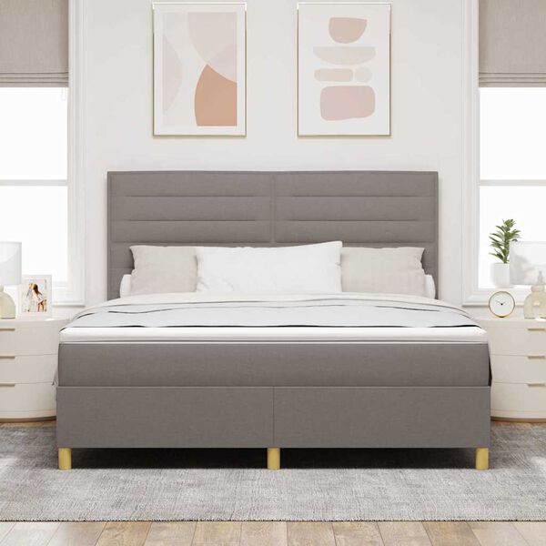 vidaXL Lit &agrave; ressorts avec matelas Taupe 180 x 200 cm tissu