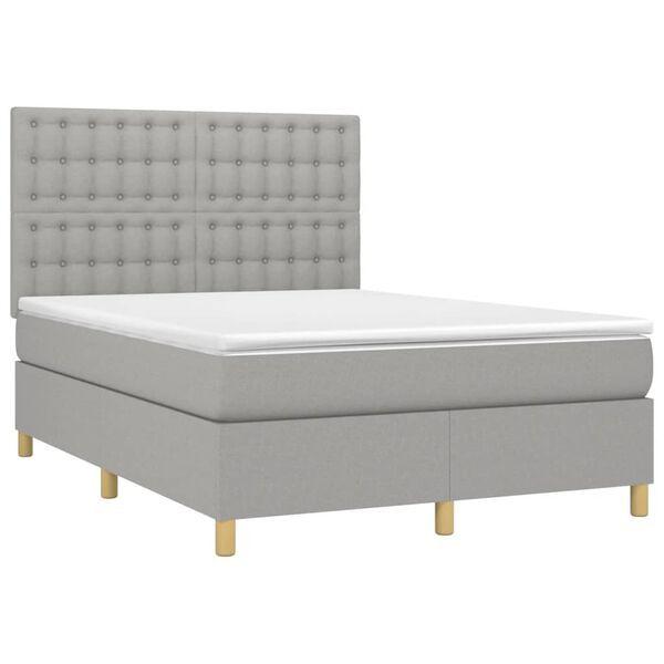 vidaXL Sommier à lattes de lit et matelas et LED Gris clair 140x190 cm