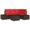 vidaXL Ensemble de canap&eacute; de jardin 5 pcs Marron polyrotin
