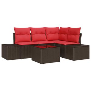 vidaXL Ensemble de canap&eacute; de jardin 5 pcs Marron polyrotin