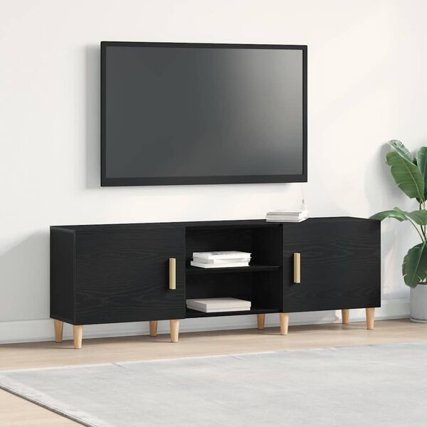 vidaXL Meuble TV Ch&ecirc;ne noir 150 x 30 x 50 cm Bois d'ing&eacute;nierie