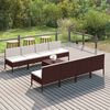 vidaXL Salon de jardin 9 pcs avec coussins r&eacute;sine tress&eacute;e marron