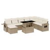vidaXL Salon de jardin avec coussins 9 pcs beige r&eacute;sine tress&eacute;e