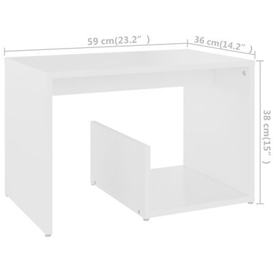 vidaXL Table d'appoint Blanc 59x36x38 cm Aggloméré