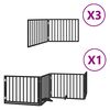 vidaXL Barri&egrave;re pour chien porte pliable 10panneaux noir bois peuplier